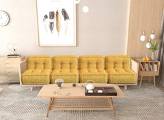 Square Floor Sitting Pillow Linen Yellow