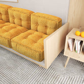 Square Floor Sitting Pillow Linen Yellow