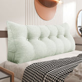 Large Bolster Triangular Backrest Reading Pillow Linen— Grey-beige