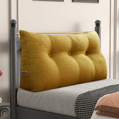 Large Bolster Triangular Backrest Reading Pillow Linen—Yellow