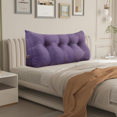 Large Bolster Triangular Backrest Reading Pillow Linen—Purple