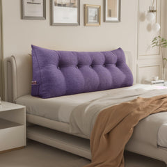 Large Bolster Triangular Backrest Reading Pillow Linen—Purple