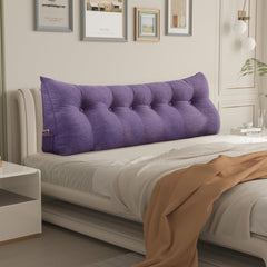 Large Bolster Triangular Backrest Reading Pillow Linen—Purple