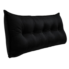Rectangular Headboard Reading Body Pillow Velvet-Black