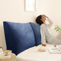 Headboard Reading Pillow: Bed Sitting Support Blue