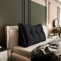 Large Wedge Headboard Backrest Reading Pillow — Secret Black
