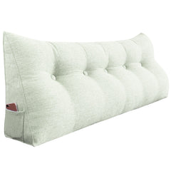 Large Bolster Triangular Backrest Reading Pillow Linen— Grey-beige