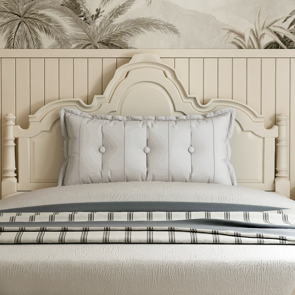 Rectangular Back Support Headboard Pillow Cotton — IVORY