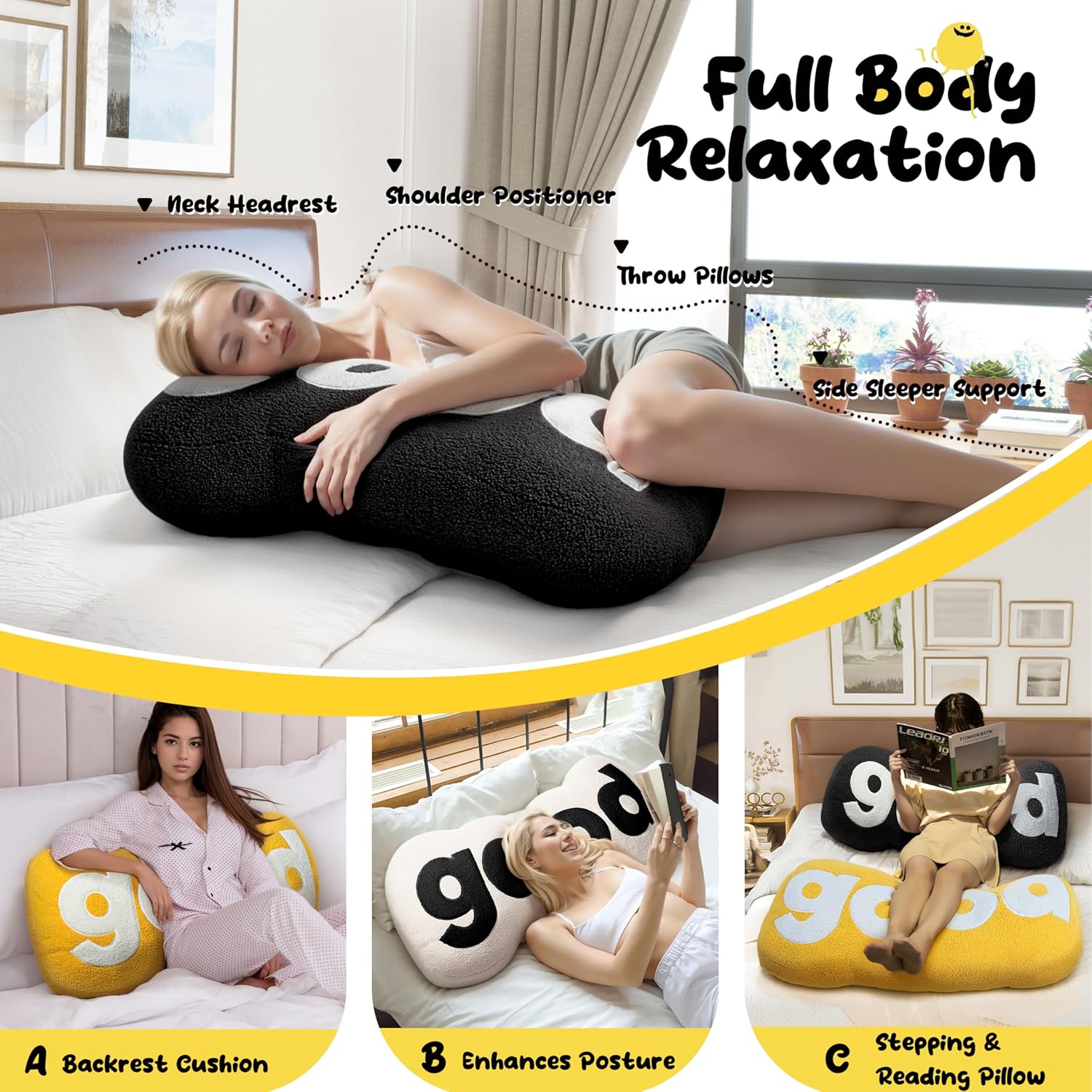 Headboard Pillow Plush for Bed Sitting Up