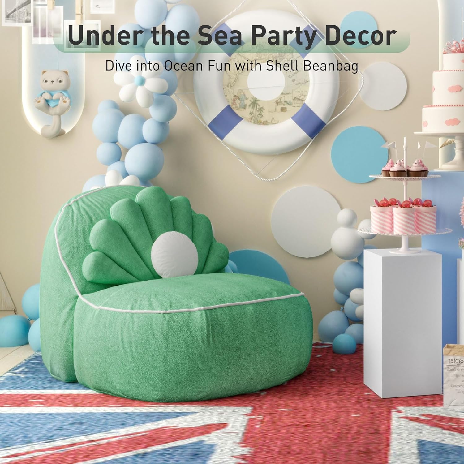 Coastal Charm Seashell Bean Bag Chair