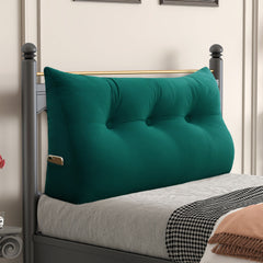 Large Bolster Triangular Backrest Reading Pillow Velvet —Cyan