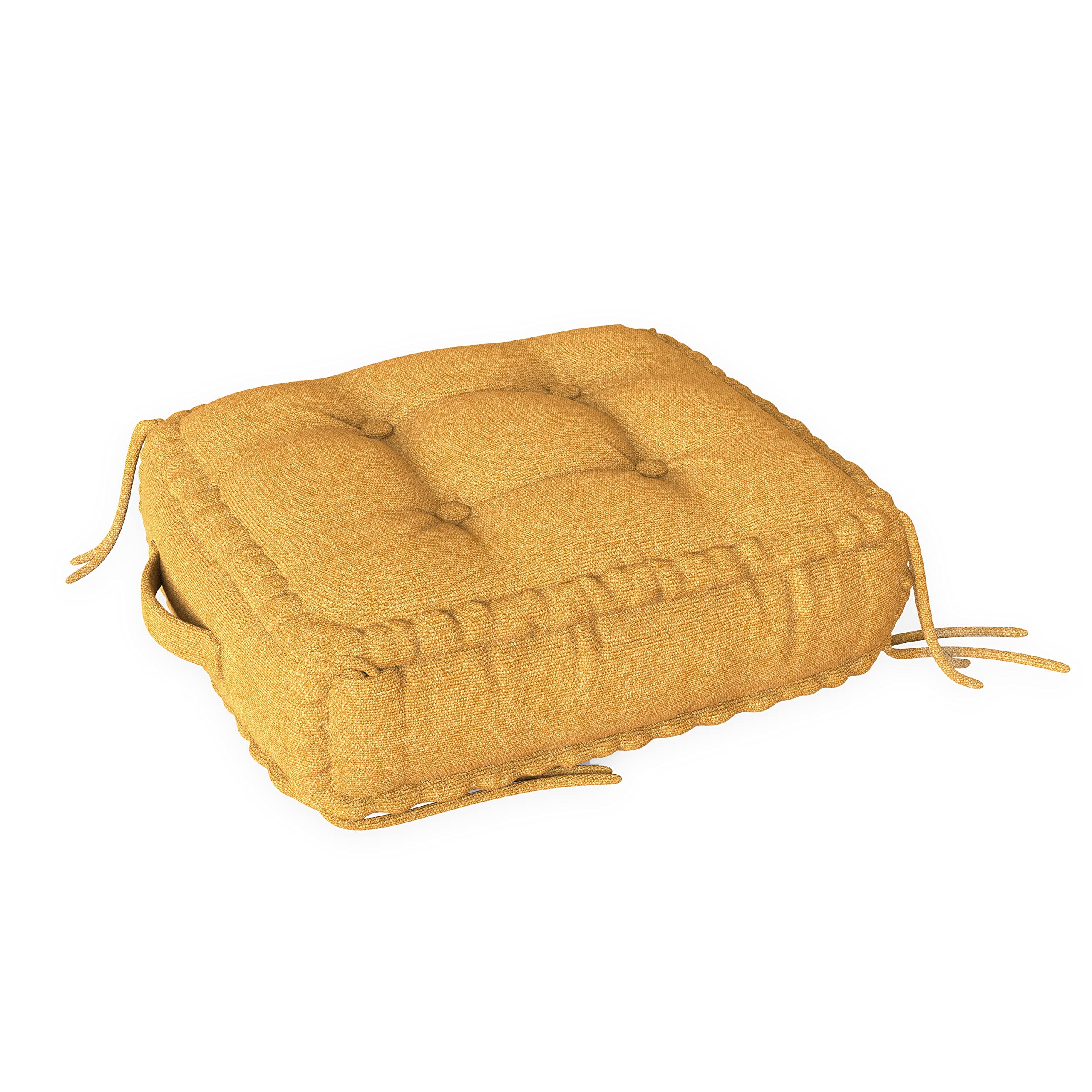 Square Floor Sitting Pillow Linen Yellow