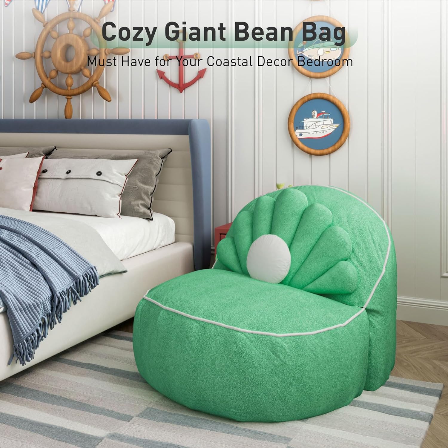 Coastal Charm Seashell Bean Bag Chair