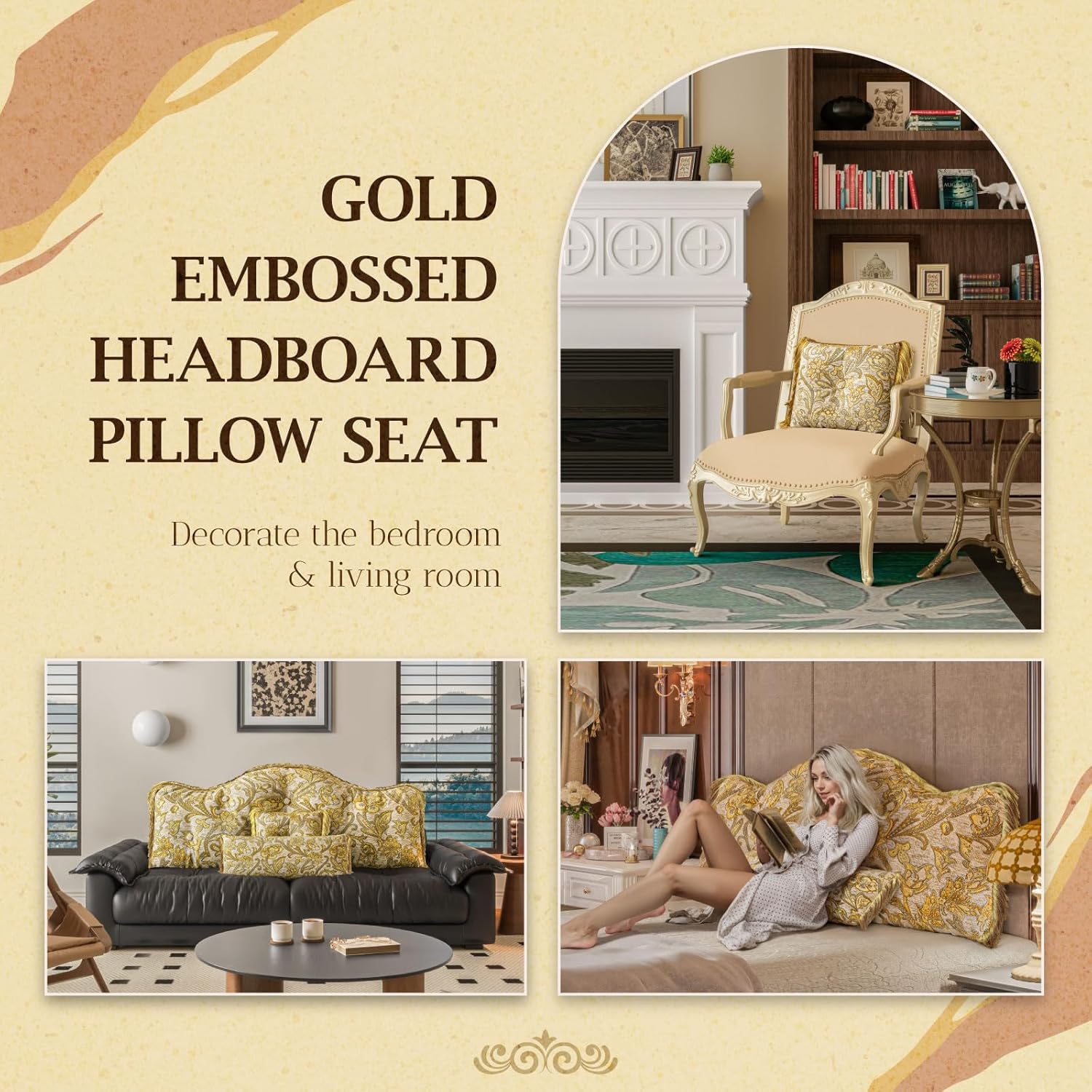 Luxurious Vintage Headboard Pillow 5 Set
