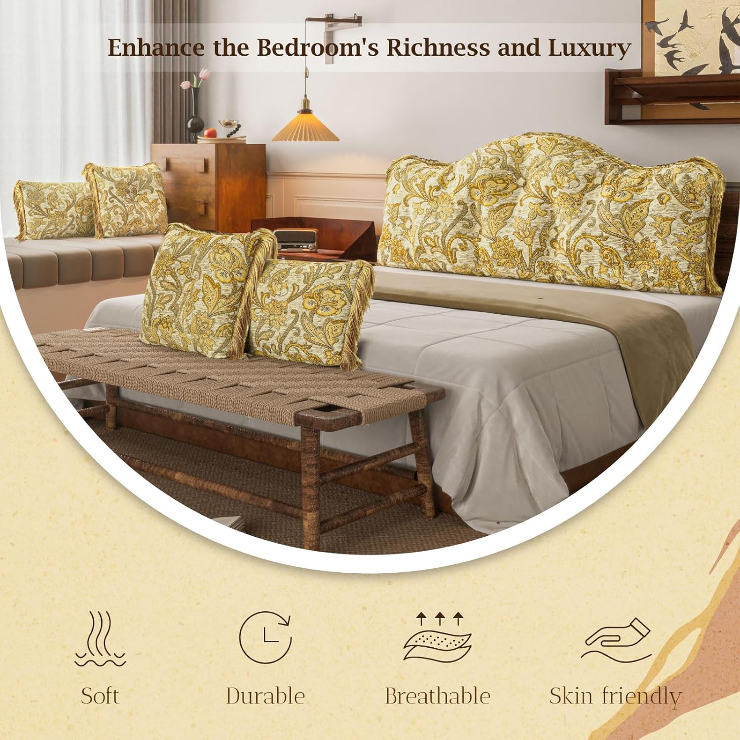 Luxurious Vintage Headboard Pillow 5 Set
