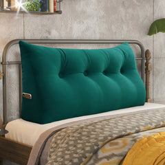 Large Bolster Triangular Backrest Reading Pillow Velvet —Cyan