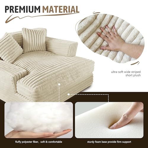 Plush Chaise Lounge Sofa, 48"