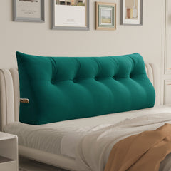 Large Bolster Triangular Backrest Reading Pillow Velvet —Cyan