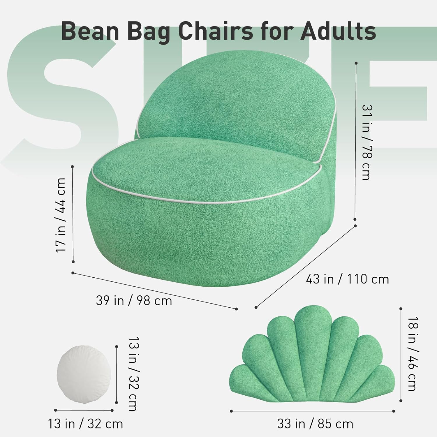 Coastal Charm Seashell Bean Bag Chair
