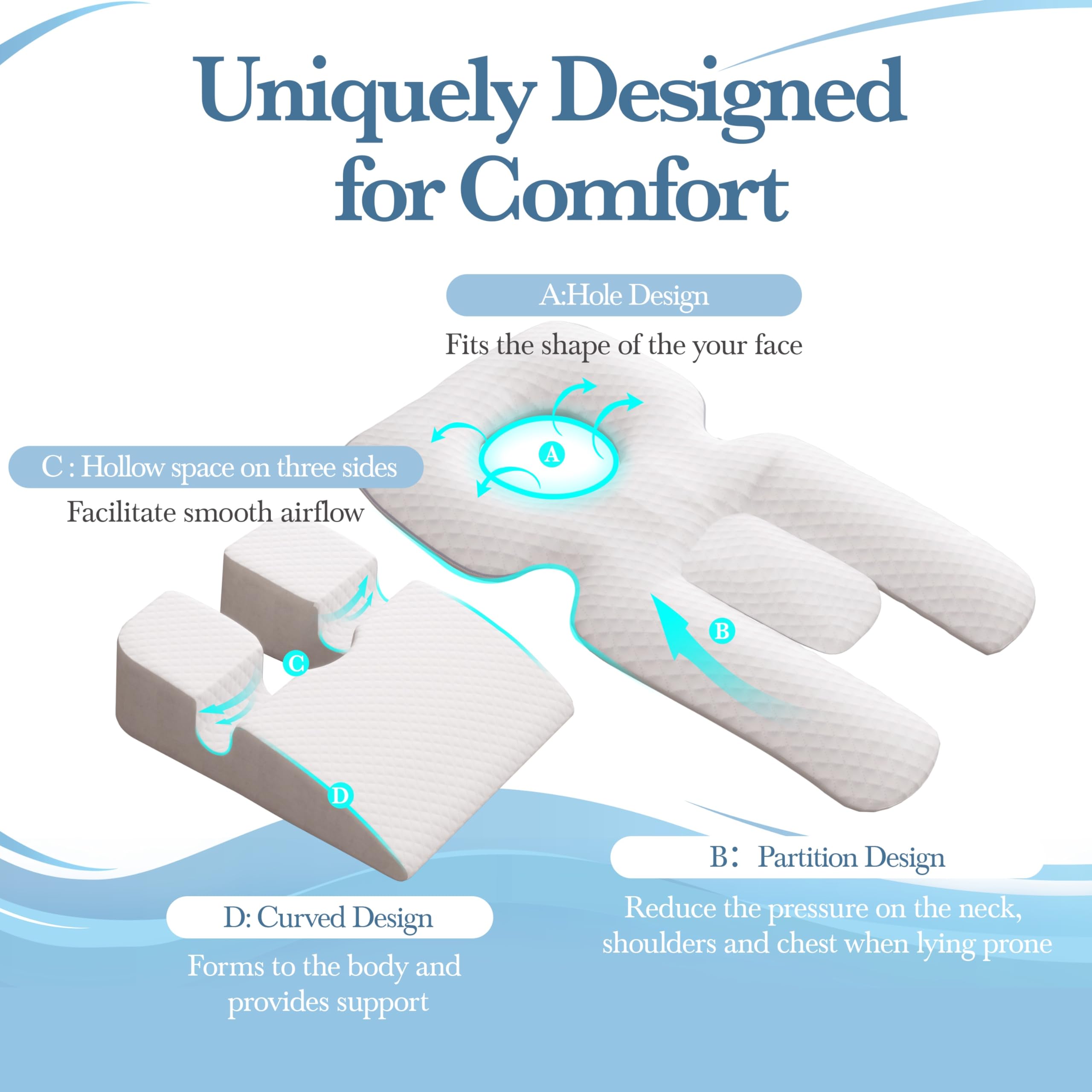 Face Down Pillow Prone Pillow Positioner for Side Sleeping