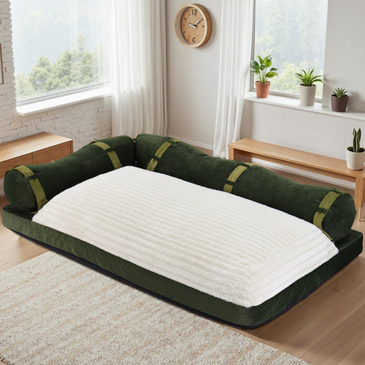 Velvet Modular Floor Sofa Bed w/Backrest