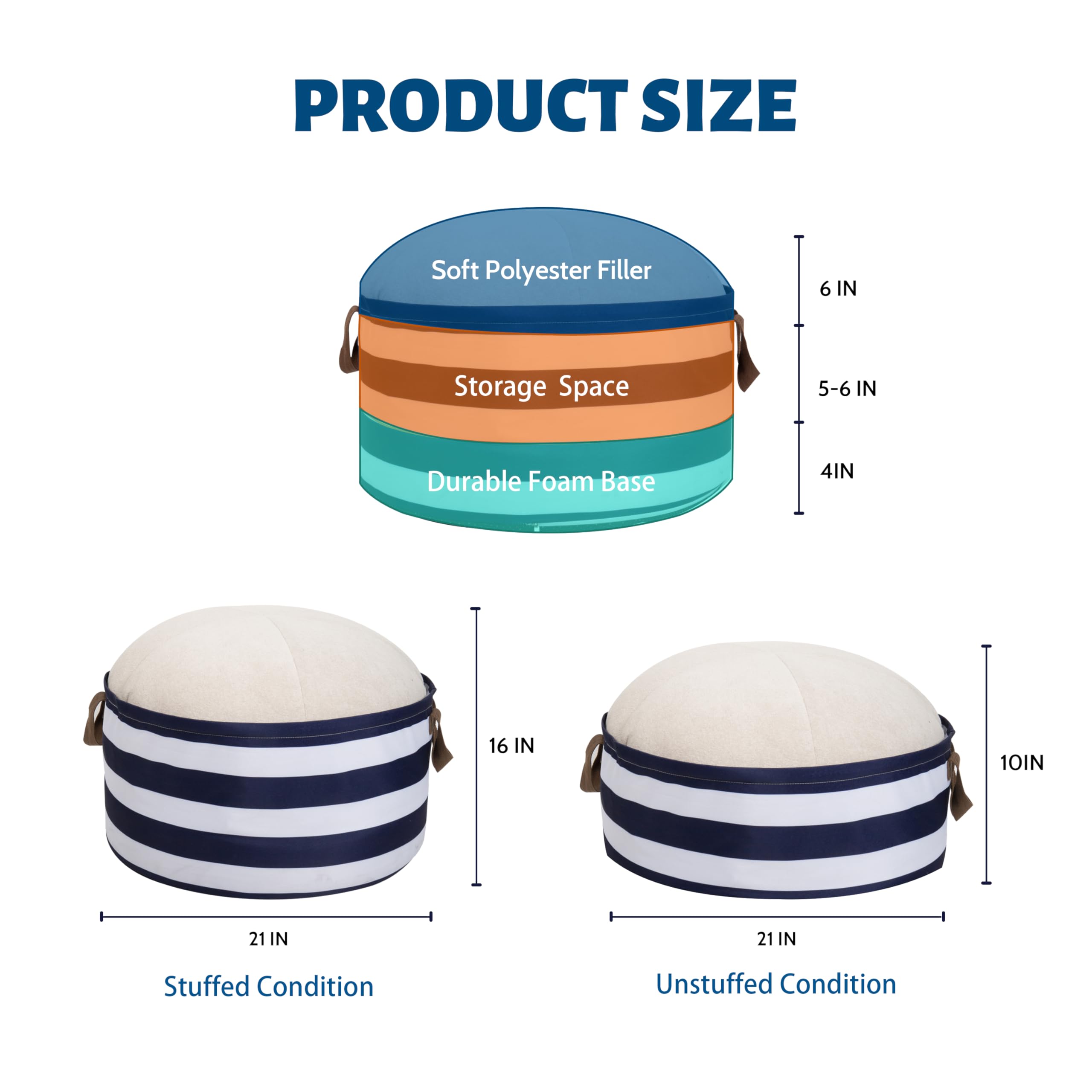 Round Pouf Ottoman with Storage