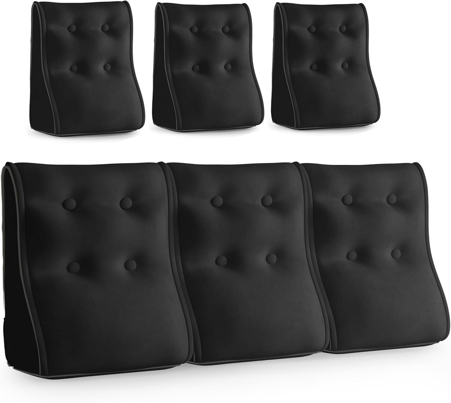 Combinable Ergonomic Bed Pillow Velvet-Black