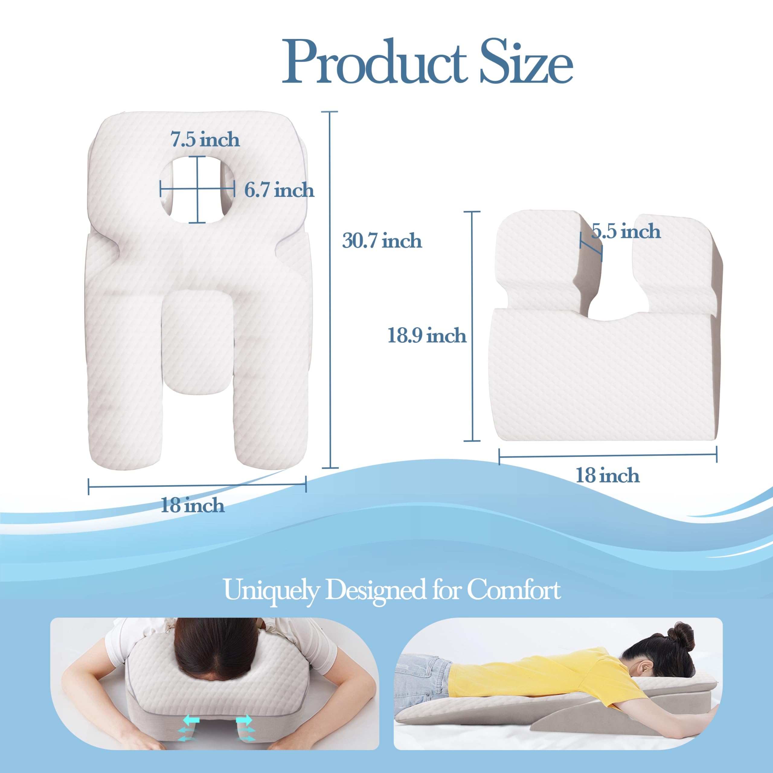 Face Down Pillow Prone Pillow Positioner for Side Sleeping