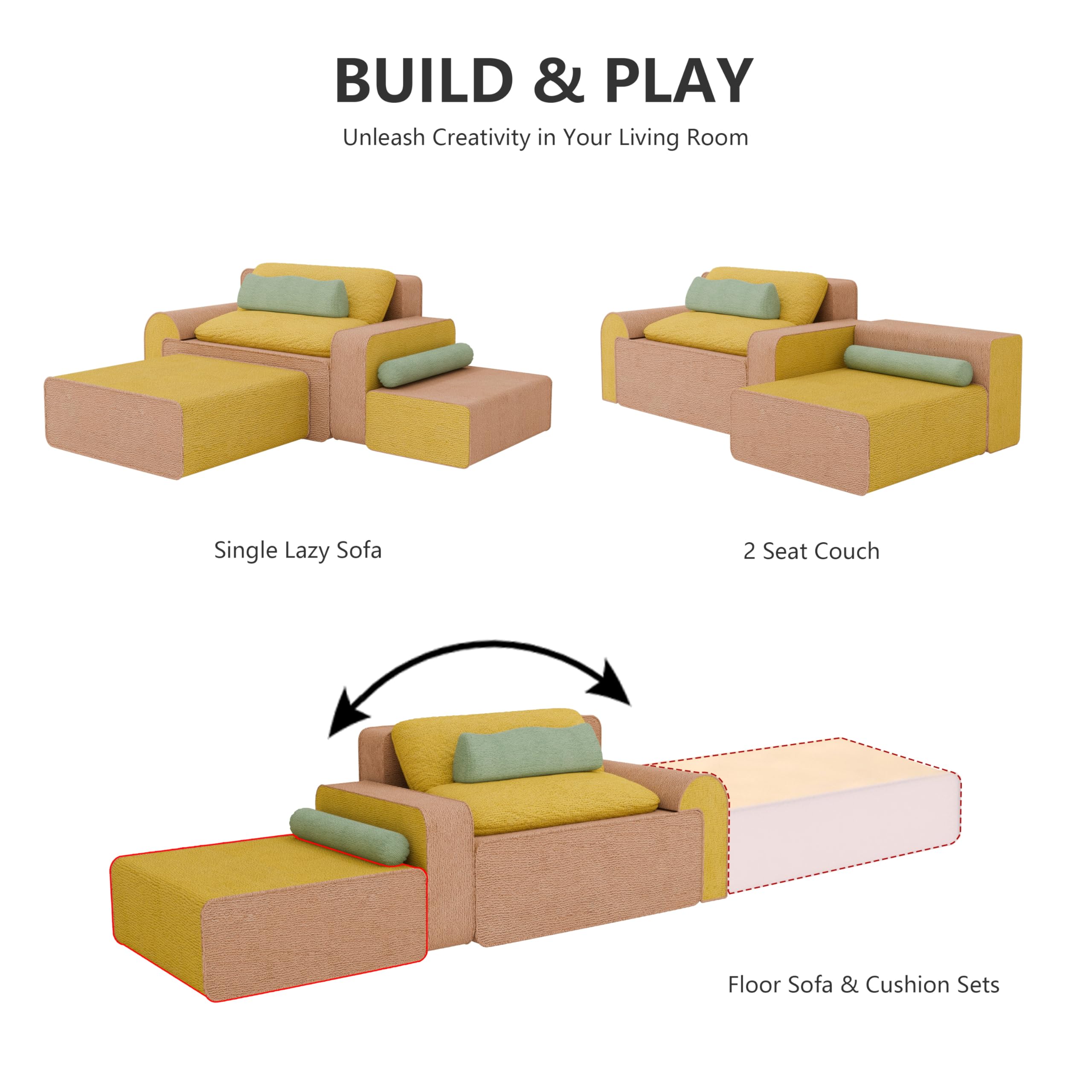CozyNest 113" Kid+Parent Sofa