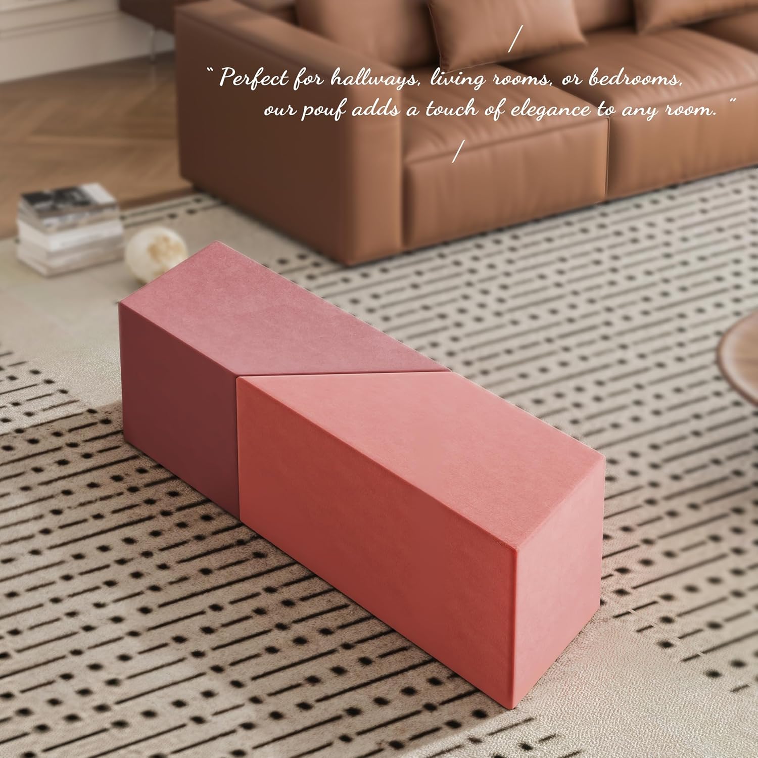 Daneey Large Foam-Filled Lavender Pouf Ottoman—— C-organge