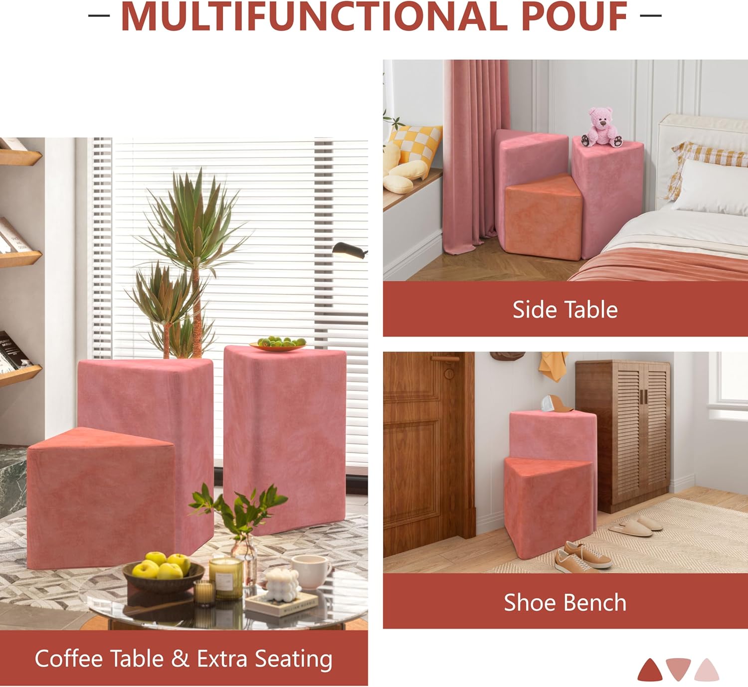 Daneey Large Foam-Filled Lavender Pouf Ottoman——B-orange