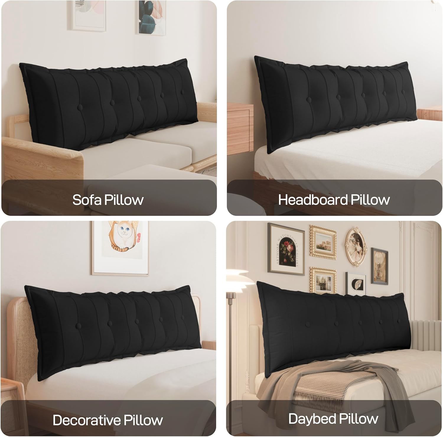 Rectangular Back Support Headboard Pillow— Velvet(100% Cotton)