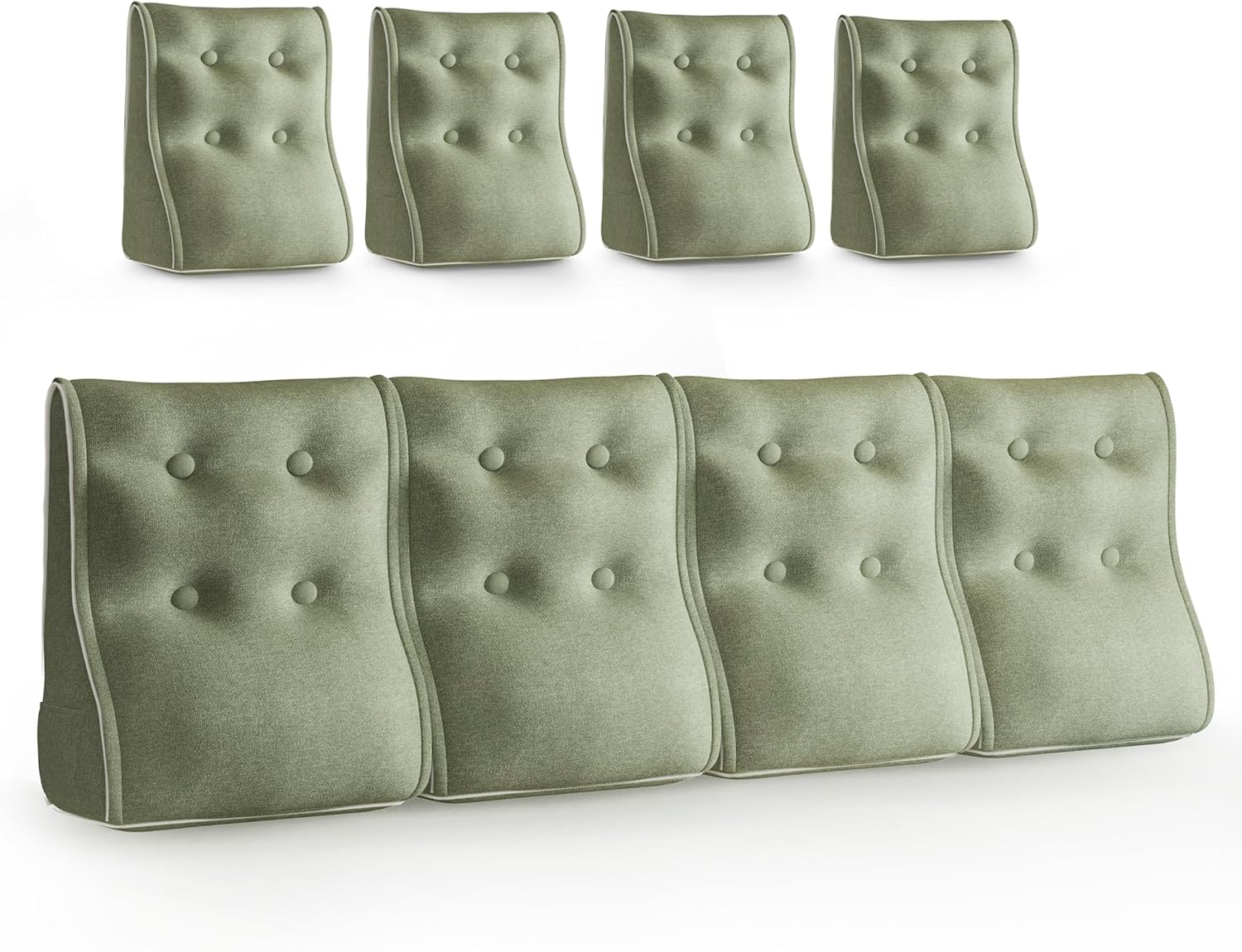 Combinable Ergonomic Bed Pillow Linen-Grass Green