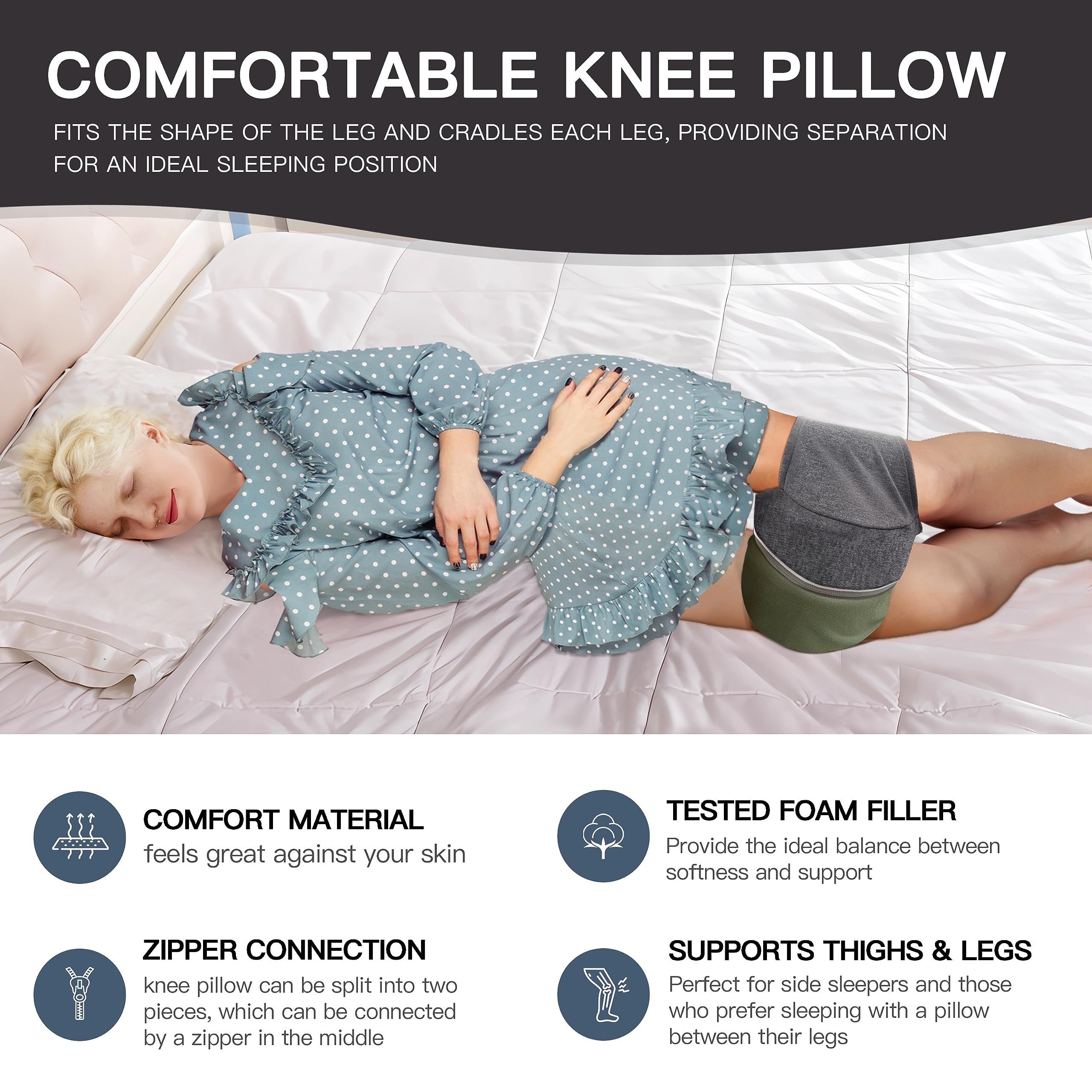 Memory Foam Leg&Knee Pillow for Side Sleepers