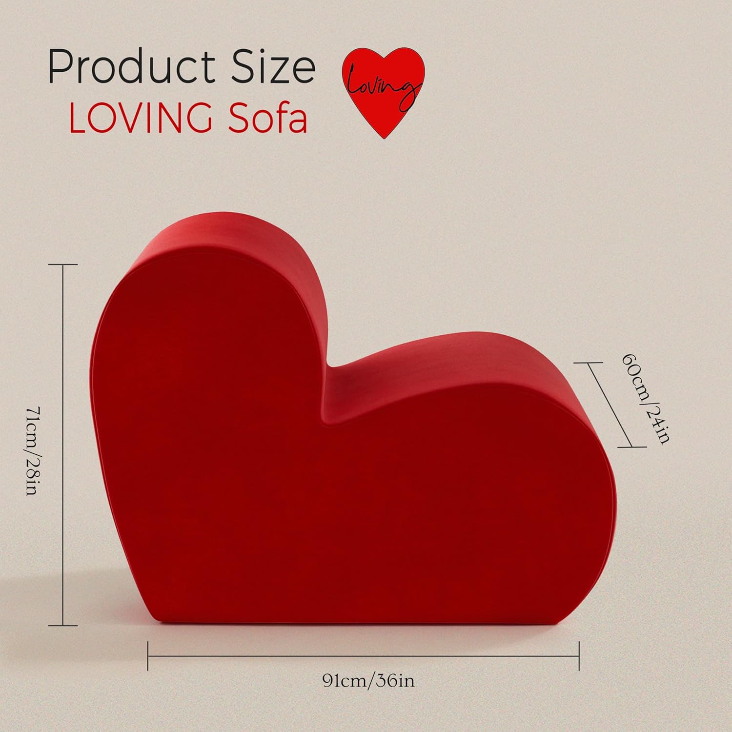 Heart Velvet Single Sofa