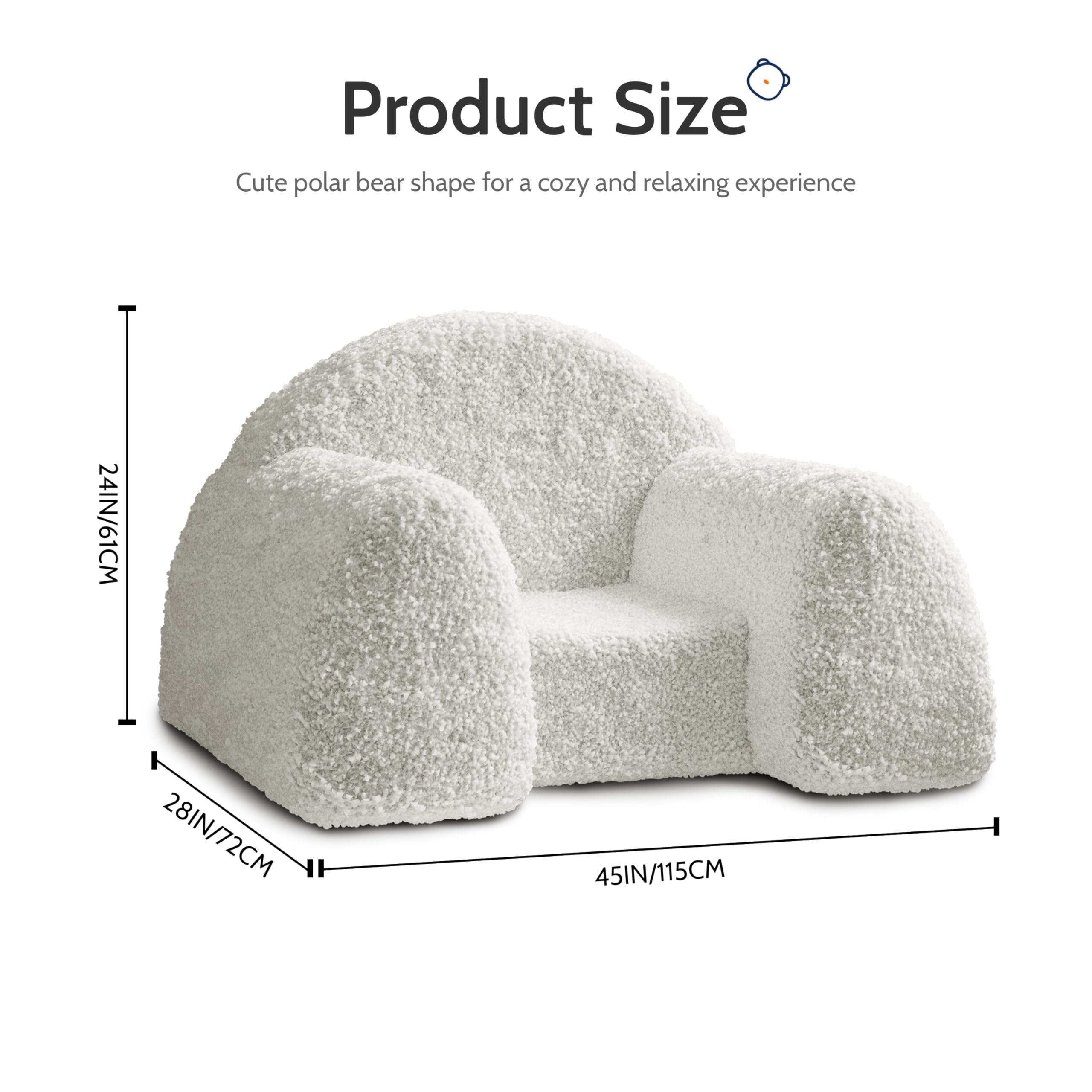 Multifunctional Polar Bear Sofa - Shepherd Roll White