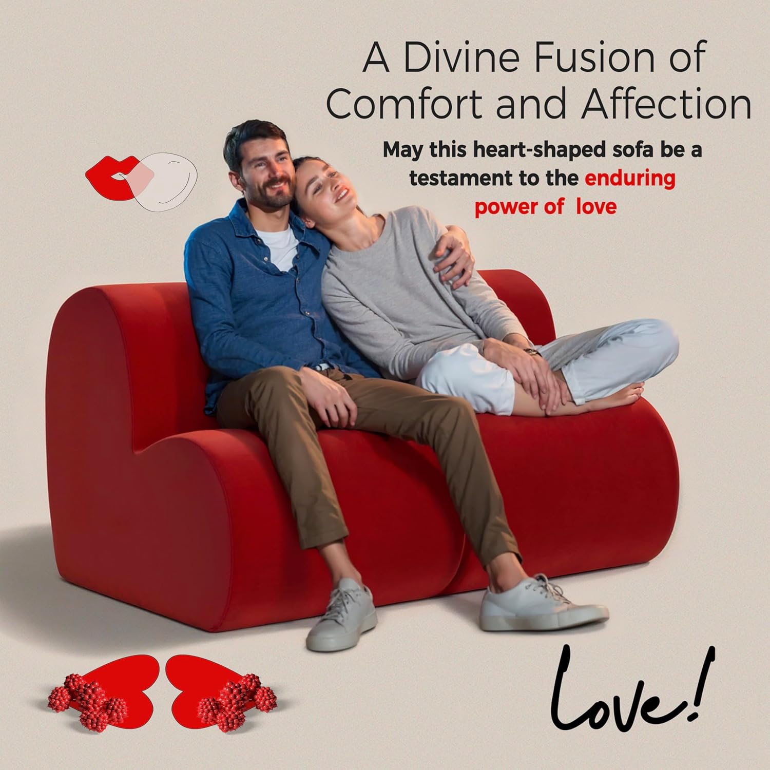 Heart Velvet Single Sofa