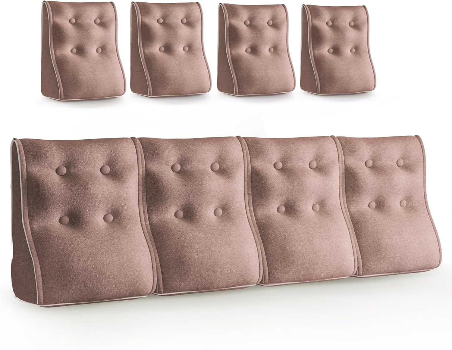 Combinable Ergonomic Bed Pillow Linen-Blush