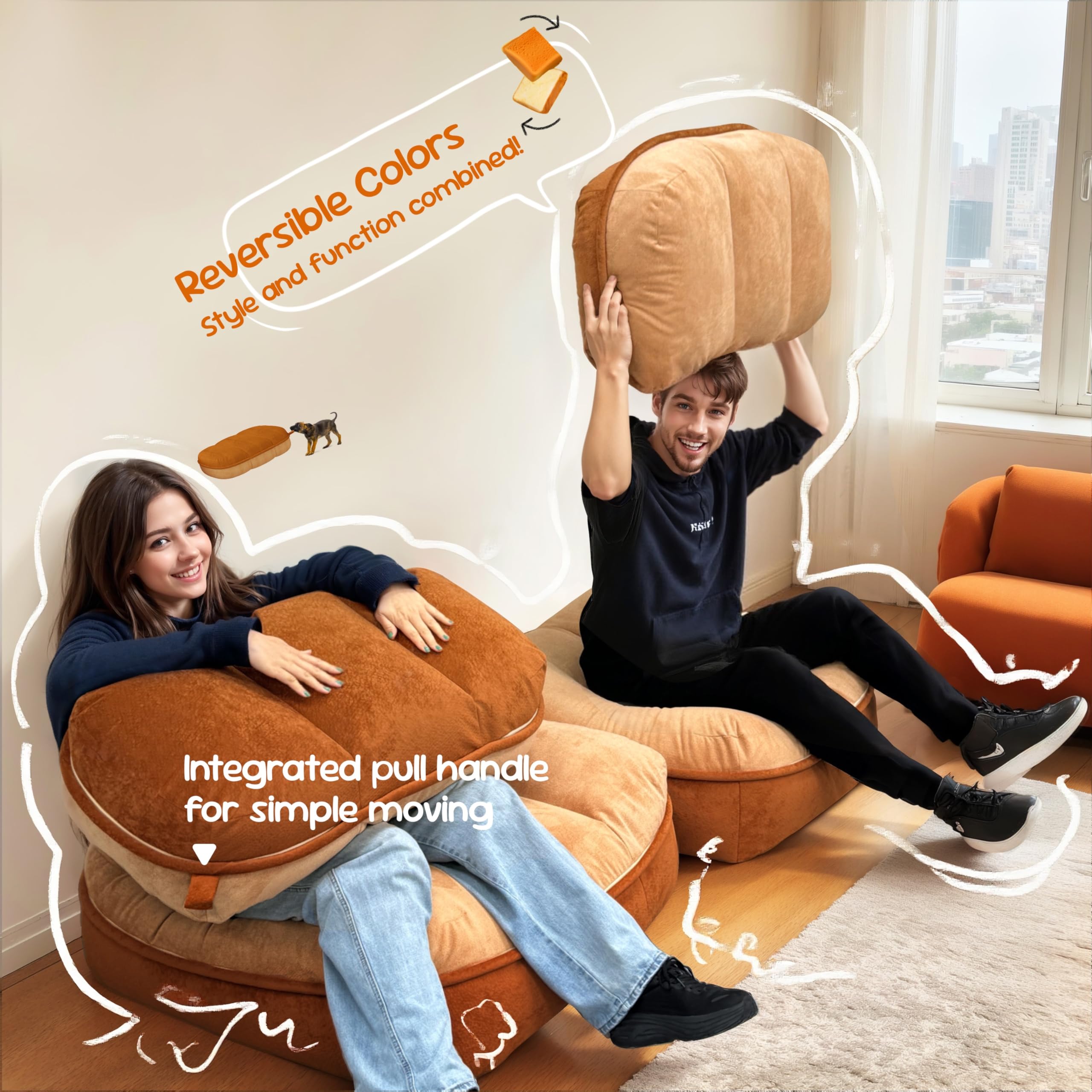 2-in-1 Reversible Floor Cloud Sofa