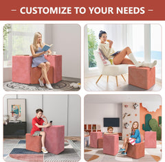 Daneey Large Foam-Filled Lavender Pouf Ottoman——B-orange