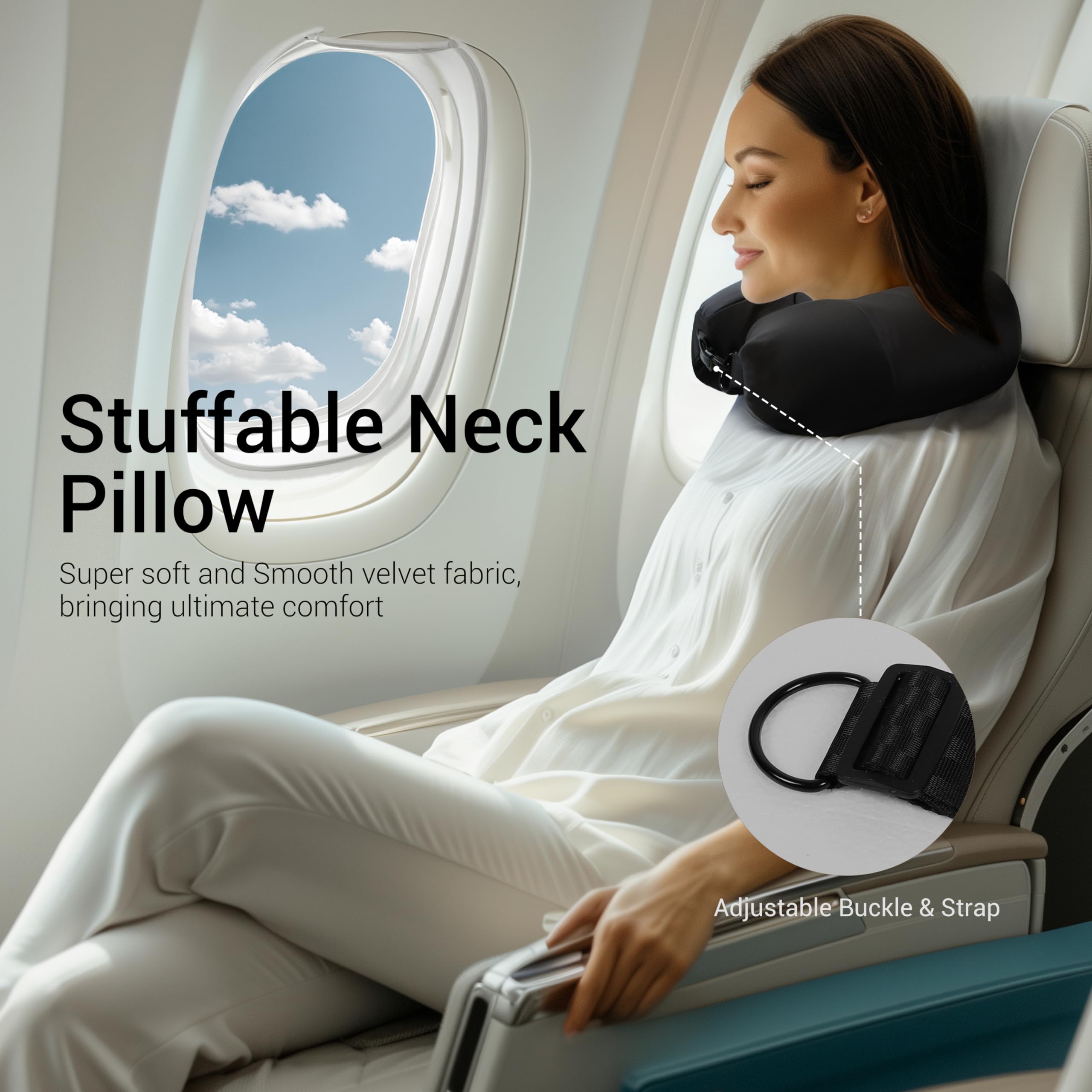 3 in 1 Portable Travel Pillow - Stuffable with Clothes, Holds Travel Essentials