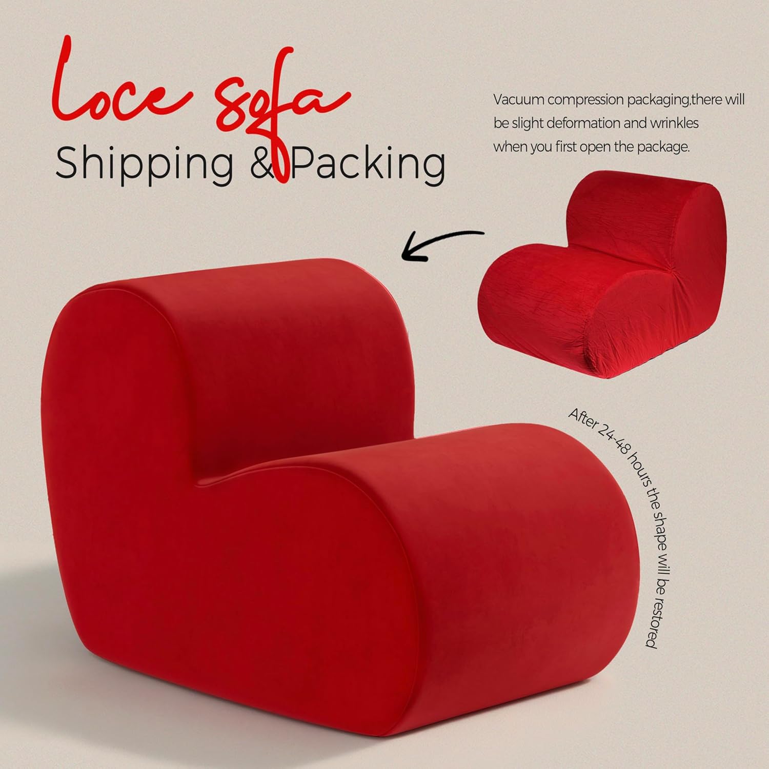 Heart Velvet Single Sofa