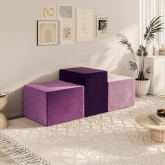 Daneey Large Foam-Filled Lavender Pouf Ottoman——A-pansy