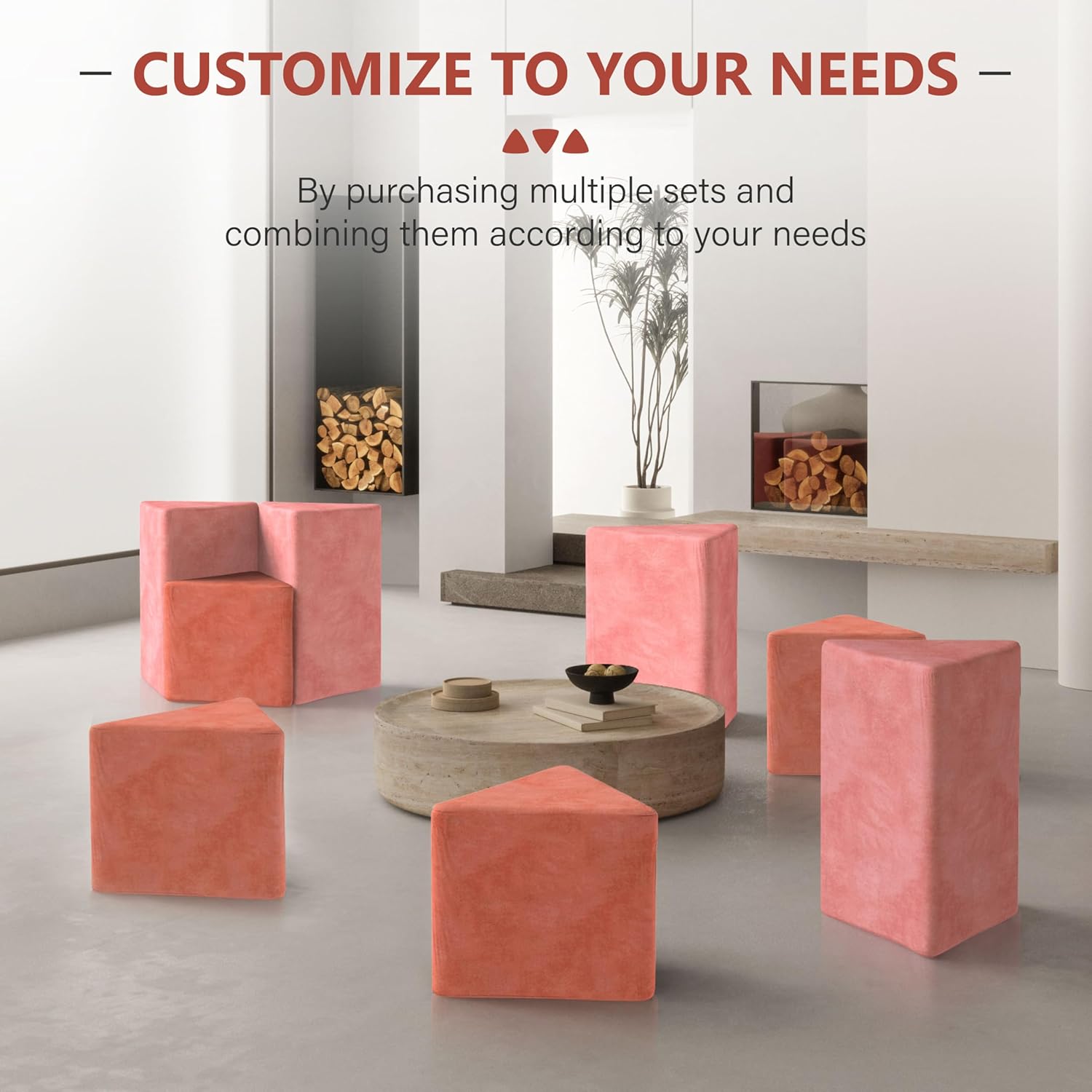 Daneey Large Foam-Filled Lavender Pouf Ottoman——B-orange