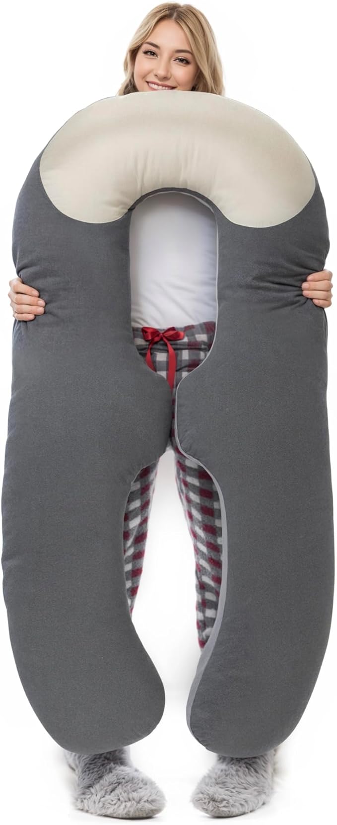 U Shaped Pregnancy Pillows for Sleeping with Silk Pillowcase