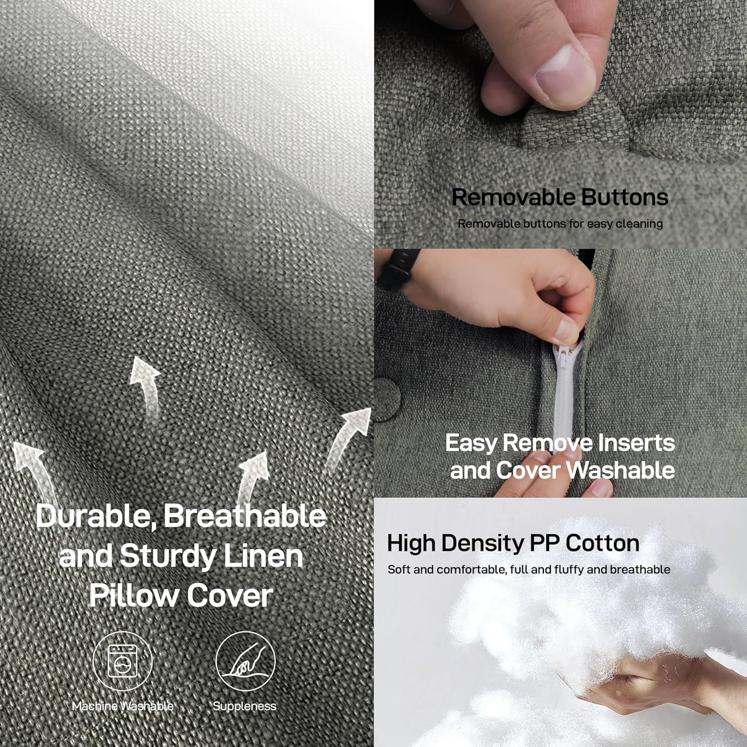 Combinable Ergonomic Bed Pillow Linen-Ivory