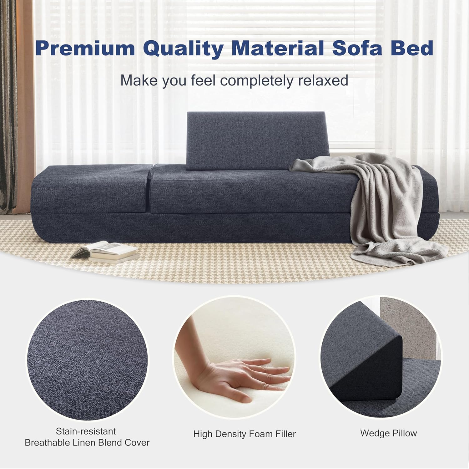 TriMode Queen Sleeper Sofa Bed,30"