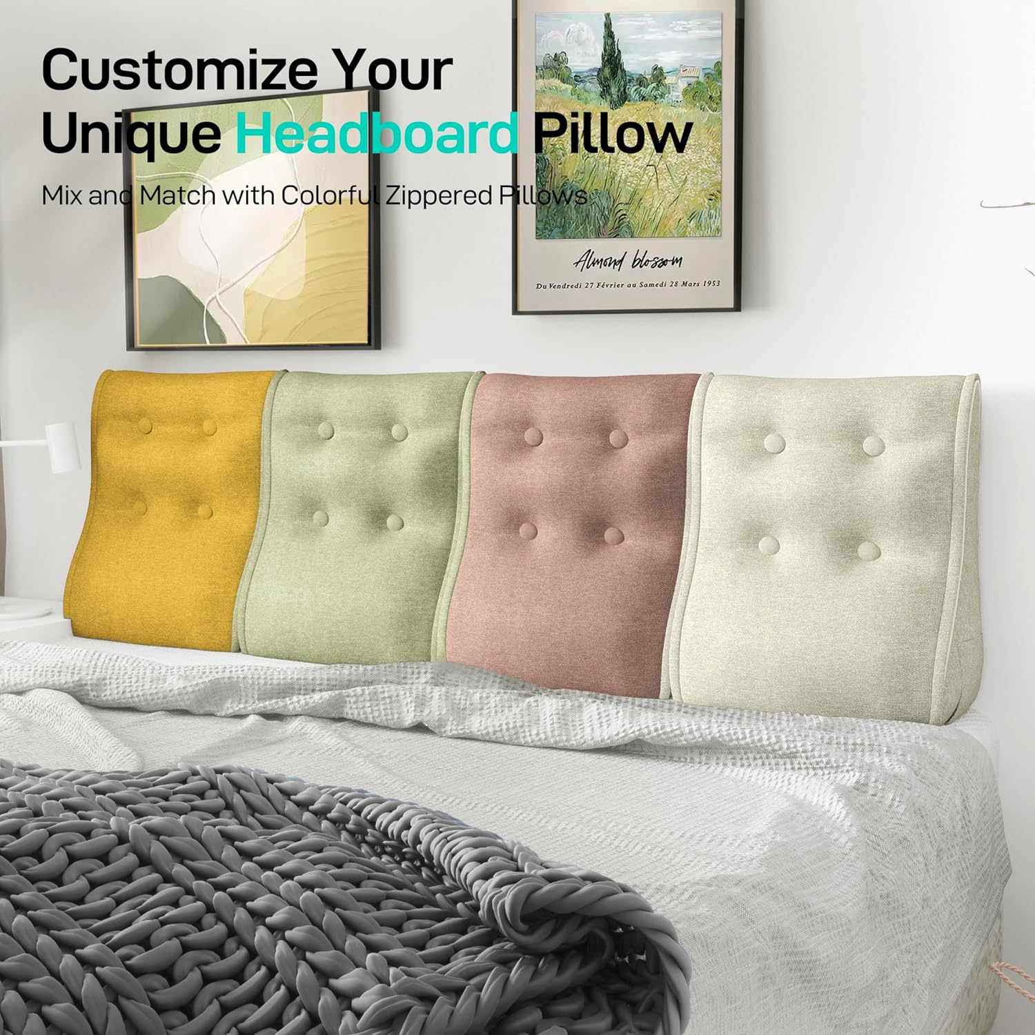 Combinable Ergonomic Bed Pillow Linen-Yellow