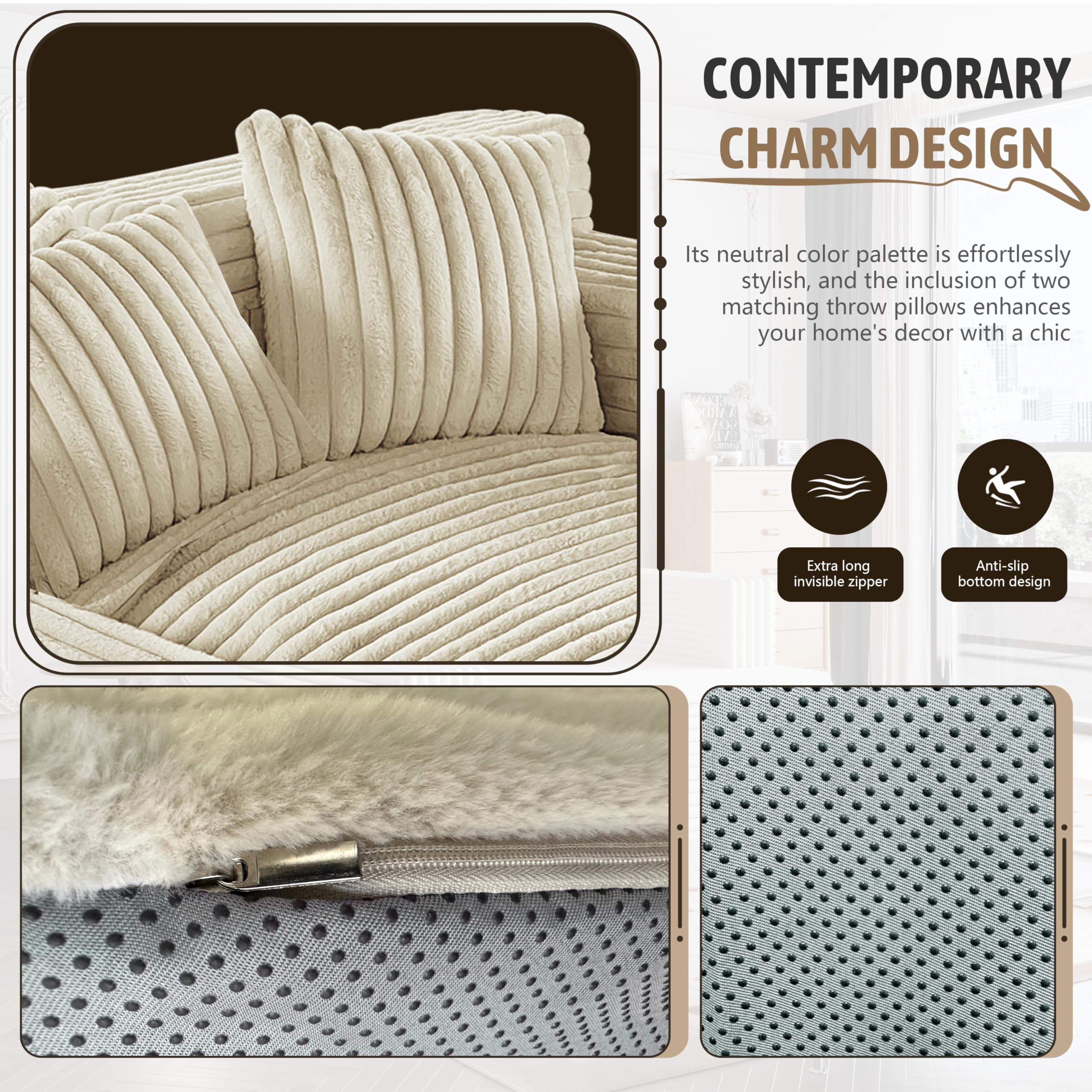 Plush Chaise Lounge Sofa, 48"