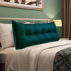 Rectangular Headboard Reading Body Pillow Velvet-Cyan